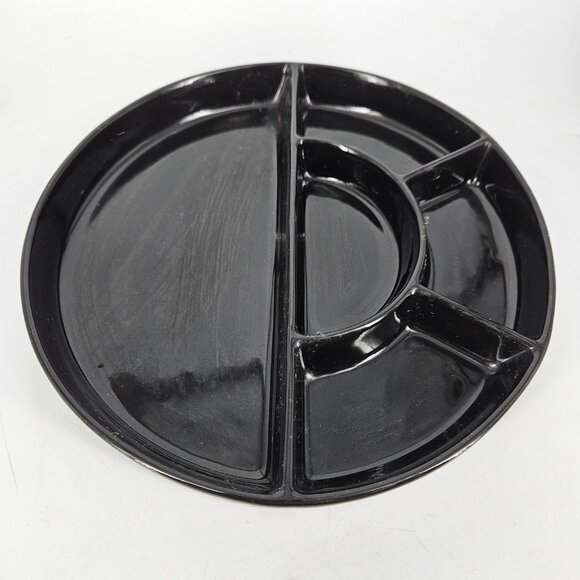 Crate and Barrel 5-Section Round Divided Serving Platter Appetizer Tray Chip Dip - Picture 2 of 7